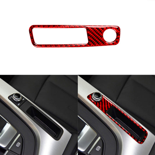 for Audi for A4 17-19 Red Carbon Fiber Center Control Volume Button Frame Cover Trim