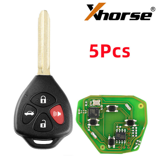 5Pcs XKTO02EN Wire Remote Key for Toyota Flat 4 Buttons Triangle