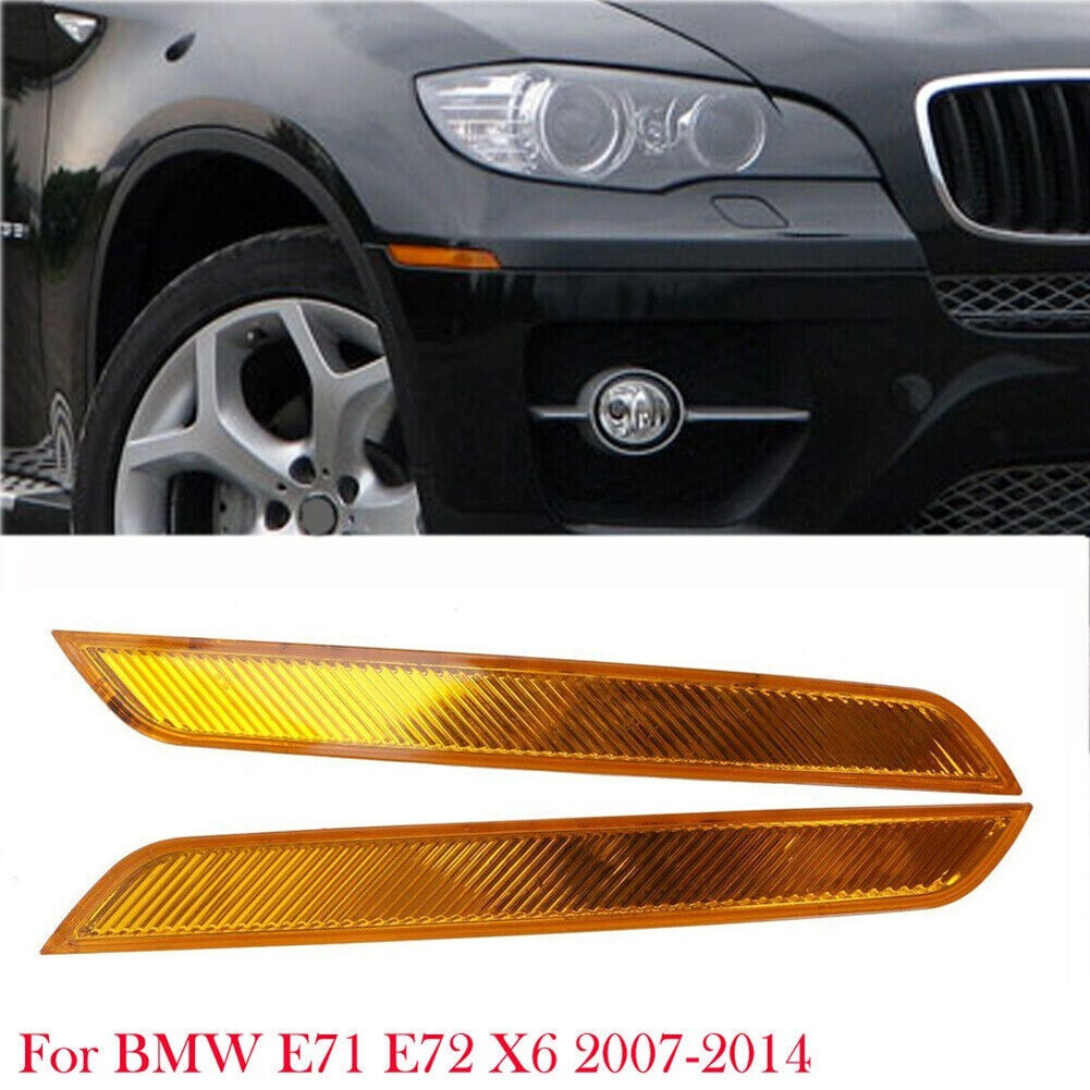 For X6 E71 E72 07-2014 Amber Front Bumper Fender Side Marker Reflector Light