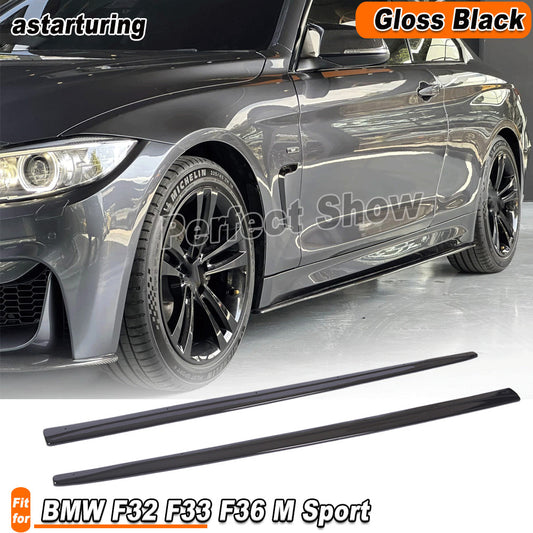 for BMW 4Series F32 F33 F36 M Sport Bumper 2014-19 Glossy Black Side Skirts Lip