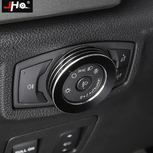 Car Headlight Lamp Switch Button Knob Decor Ring Cover Trim for Ford F150 2017+