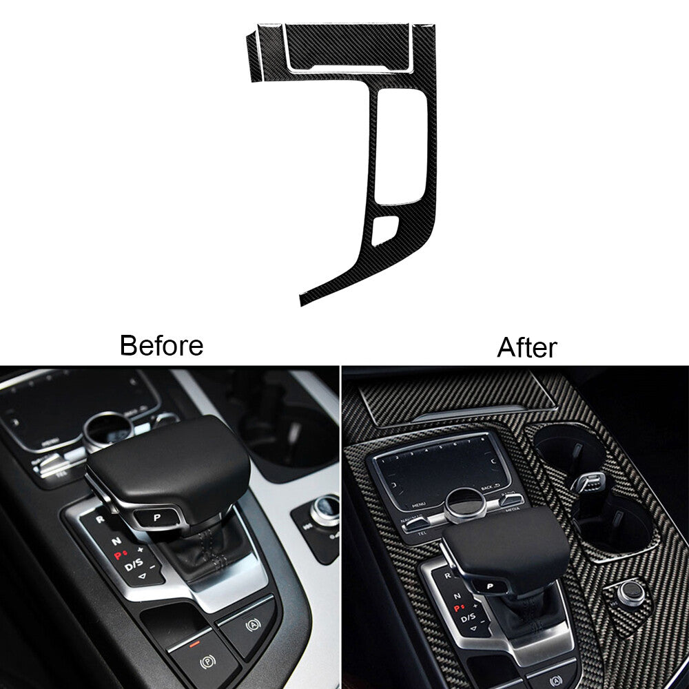 3Pcs for Audi Q7 2016-2019 Carbon Fiber Gear Shift Panel Outer Frame Trim Cover