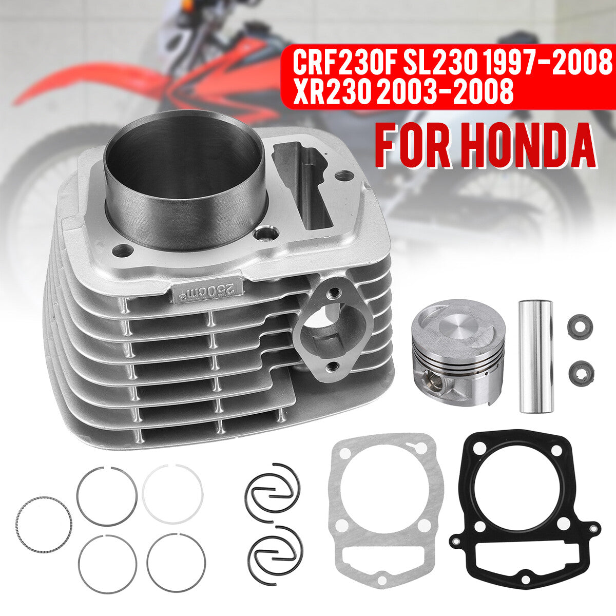 Large bore cylinder piston gasket kit for Honda CRF230F SL230 XR230 engine 65.5 mm