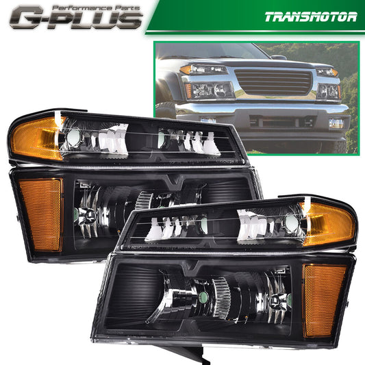 Black headlights with crash protection suitable for 2004-2012 Gimsey for Canyon / for Chevrolet Colorado.