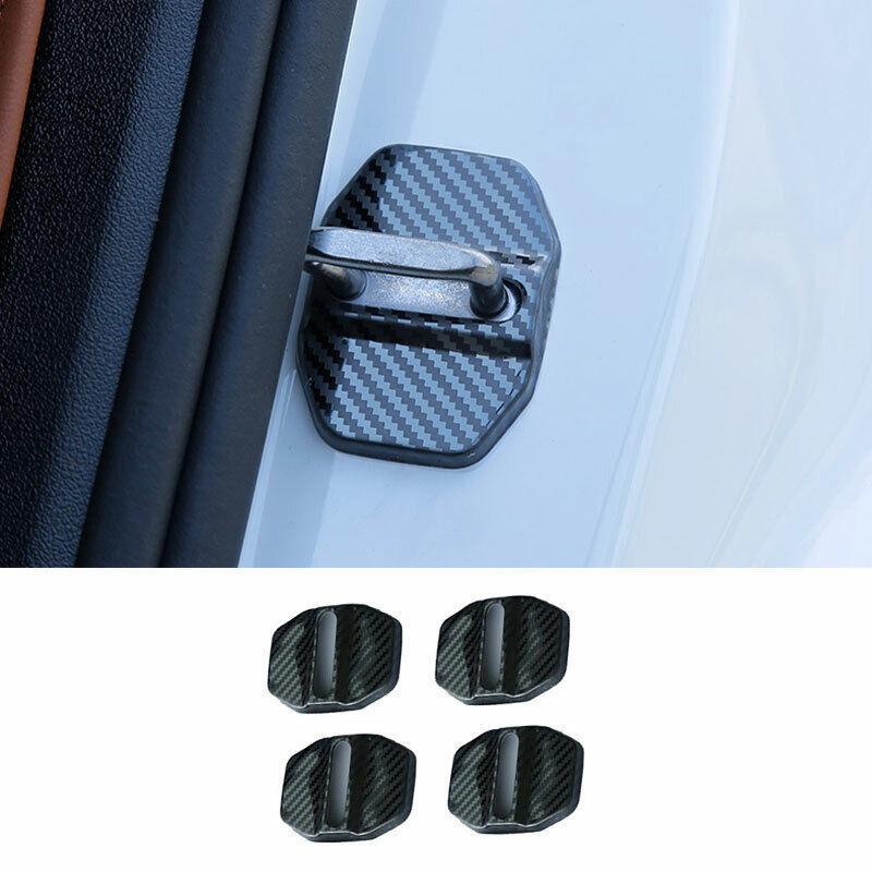 for BMW X5 G05 2019-2021 Carbon Fiber Steel Door Lock Buckle Protection Trim 4X