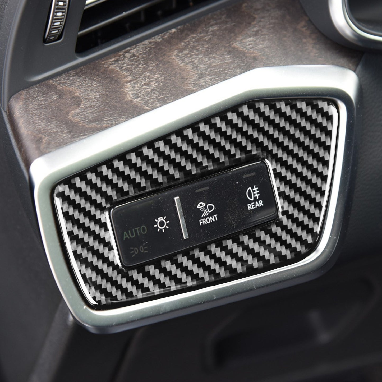 Carbon Fiber Interior Headlight Switch Panel Cover Trim for Audi for A6 C8 2019-2021