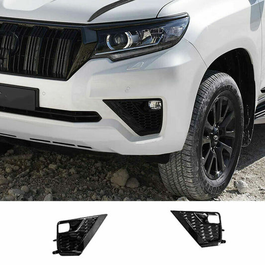 2p for Toyota Prado FJ150 2018-2021 Piano black Front Bumper Fog Lamp Trim Cover