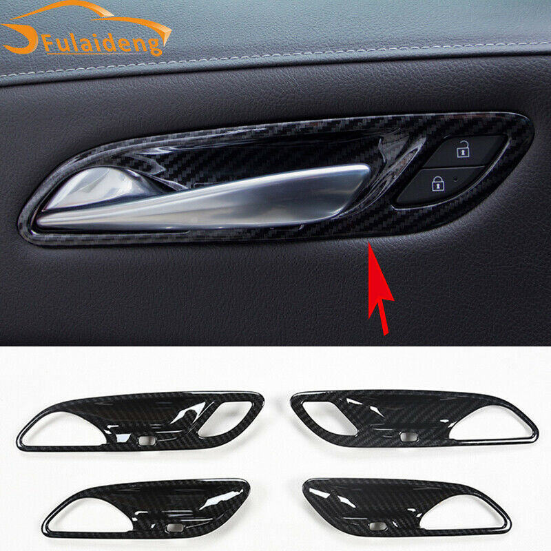 4for Cadillac XT4 2018-2021 Carbon Fiber Interior Door Handle Bowl Trims Covers