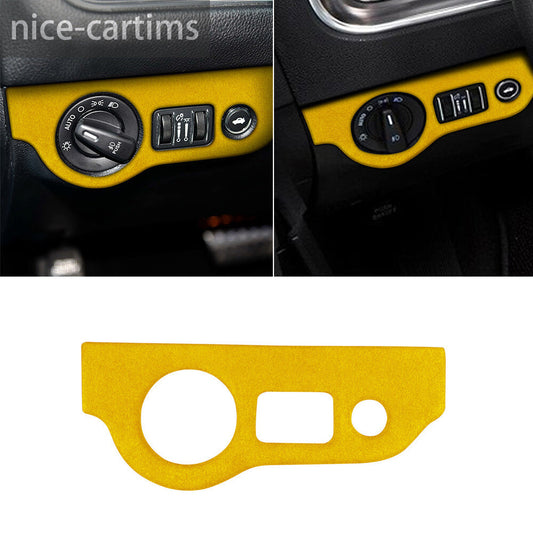 for Dodge for Challenger 2015+ Charger 2010+Suede Yellow Inner Headlight Switch Trim