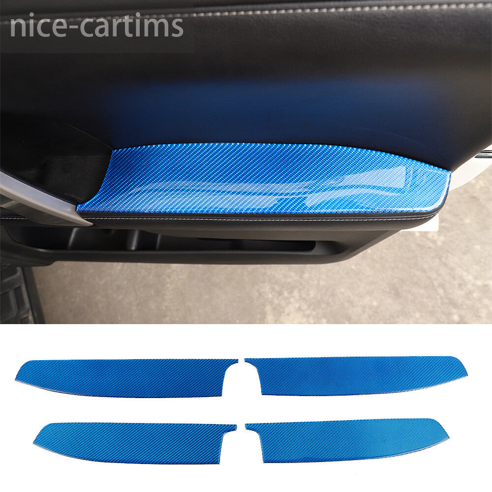 Blue Carbon Fiber Door Armrest Panel Decorative Cover For Toyot@ 4Runner 2010-23