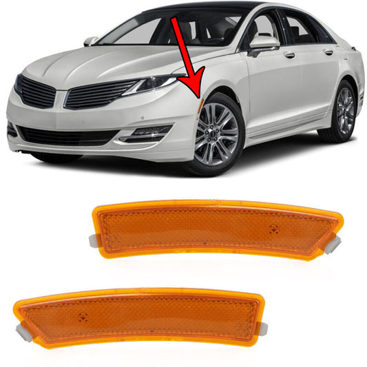 For 2013-2016 for LINCOLN MKZ Pair Front Bumper Reflector Side Marker Light Lamp