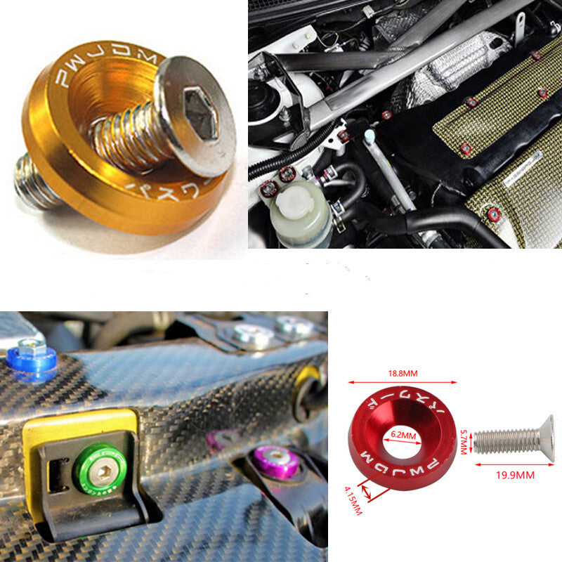 20pcs Green Aluminum JDM Fender Bumper Washer M6 Bolt Engine Bay Dress Up Kit