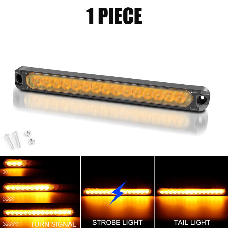 10 Amber Truck Trailer Light Bar LED Stop Turn Tail Brake Light Strip Flowing
