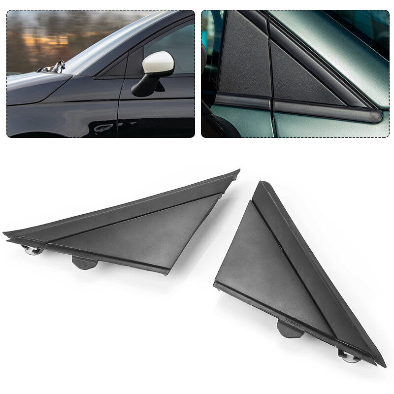 for FIAT 500 2012-2019 2PCS Front Fender Pillar Trim Mirror Corner Molding BLACK