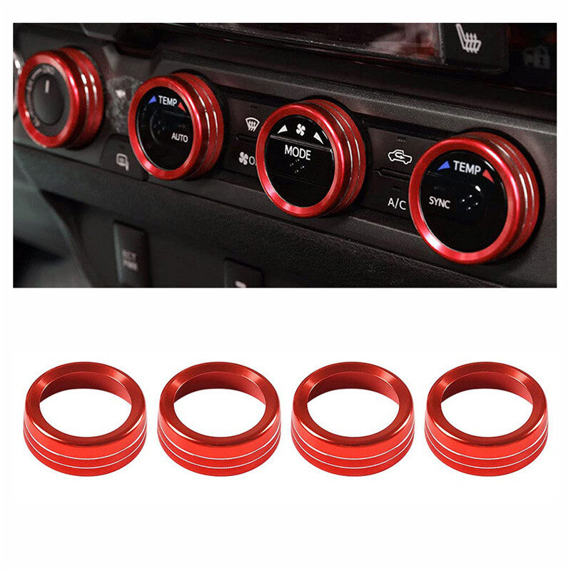 Red Air Conditioner AC Switch Audio CD Button Knob Cover Trim for Toyota Tacoma