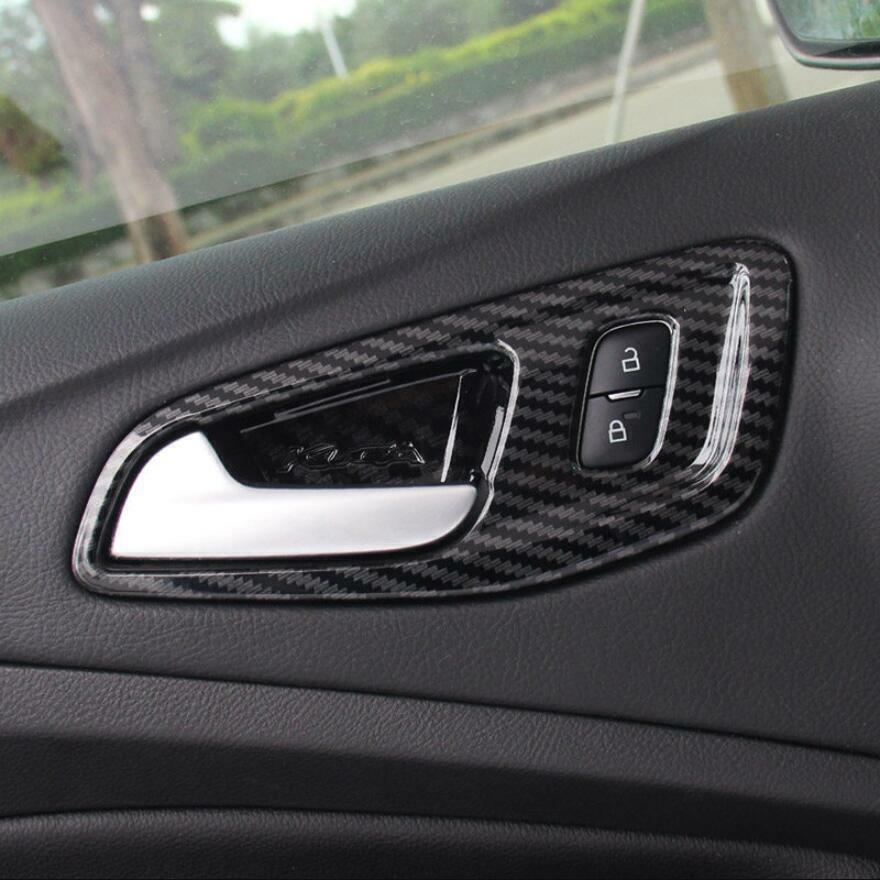 for Ford Escape 13-19 Carbon Fiber Style Interior Door Handle Bowl Cover Trim 4X