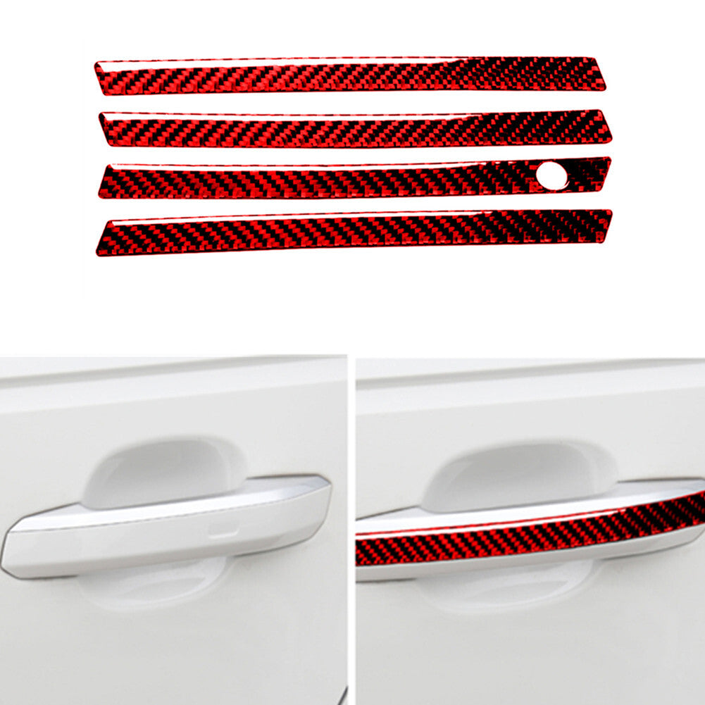 for Audi for A4 17-19 Red Carbon Fiber Outer Door Handrail Panel Cover Trim Sticker