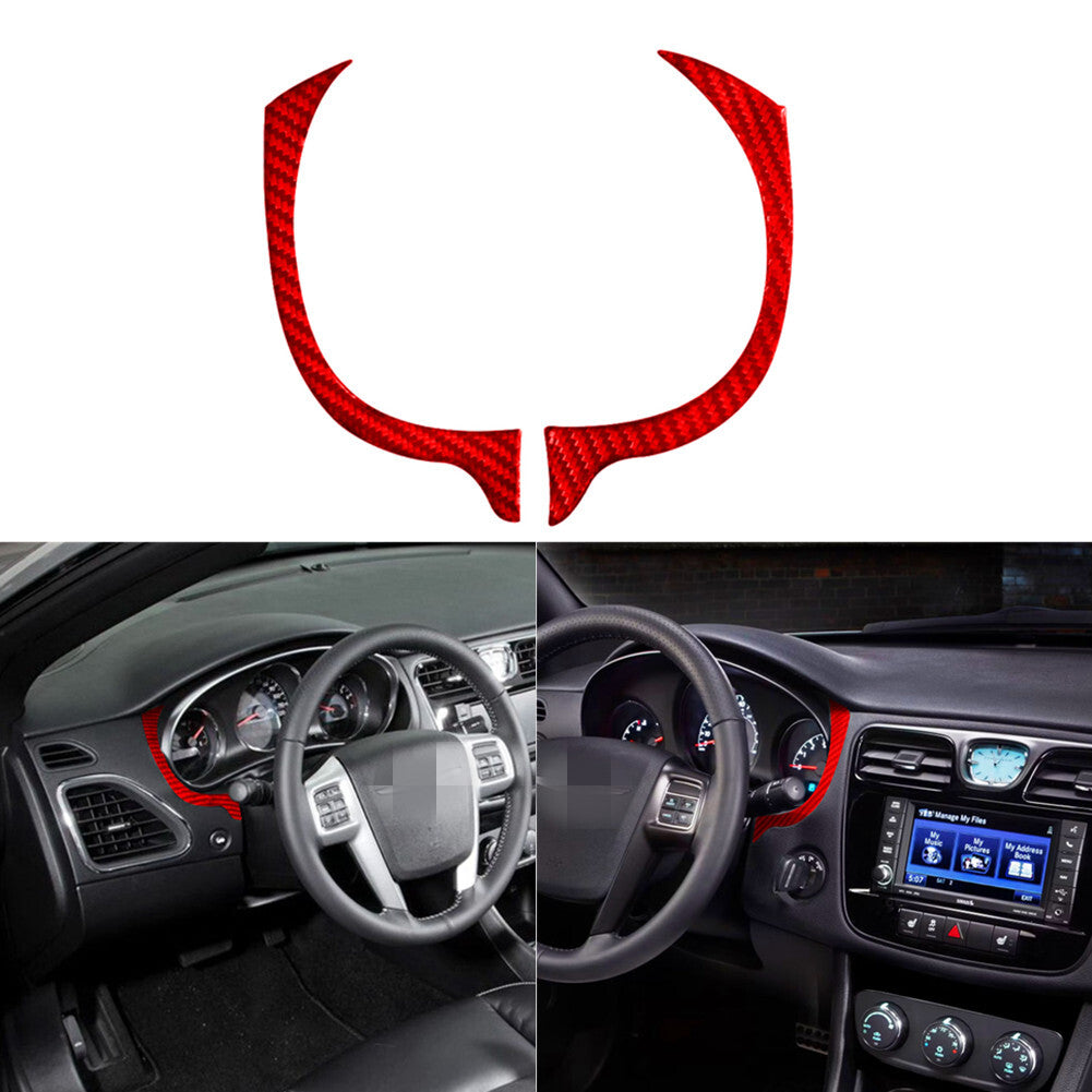 Red Carbon Fiber Speedometer Outer Frame Cover Trim for Chrysler 200 2011-2014