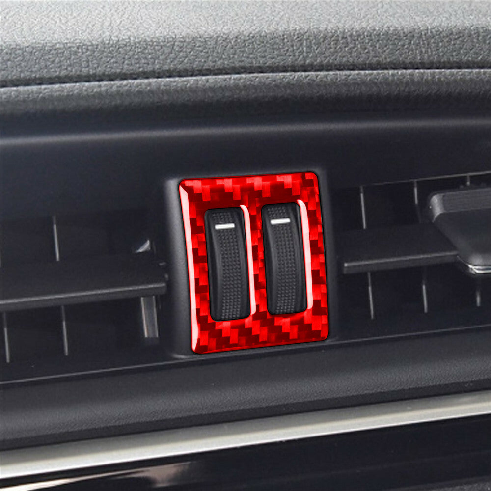 Red Carbon Fiber Central Air Outlet Vent Switch Cover For T@yota for Corolla 2014-18