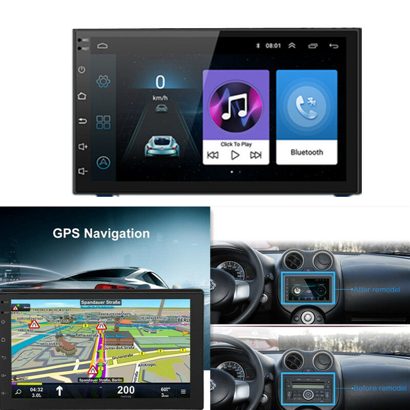 Android 7 2 Din Car Stereo Radio Multimedia Player GPS Navigation USB Charger