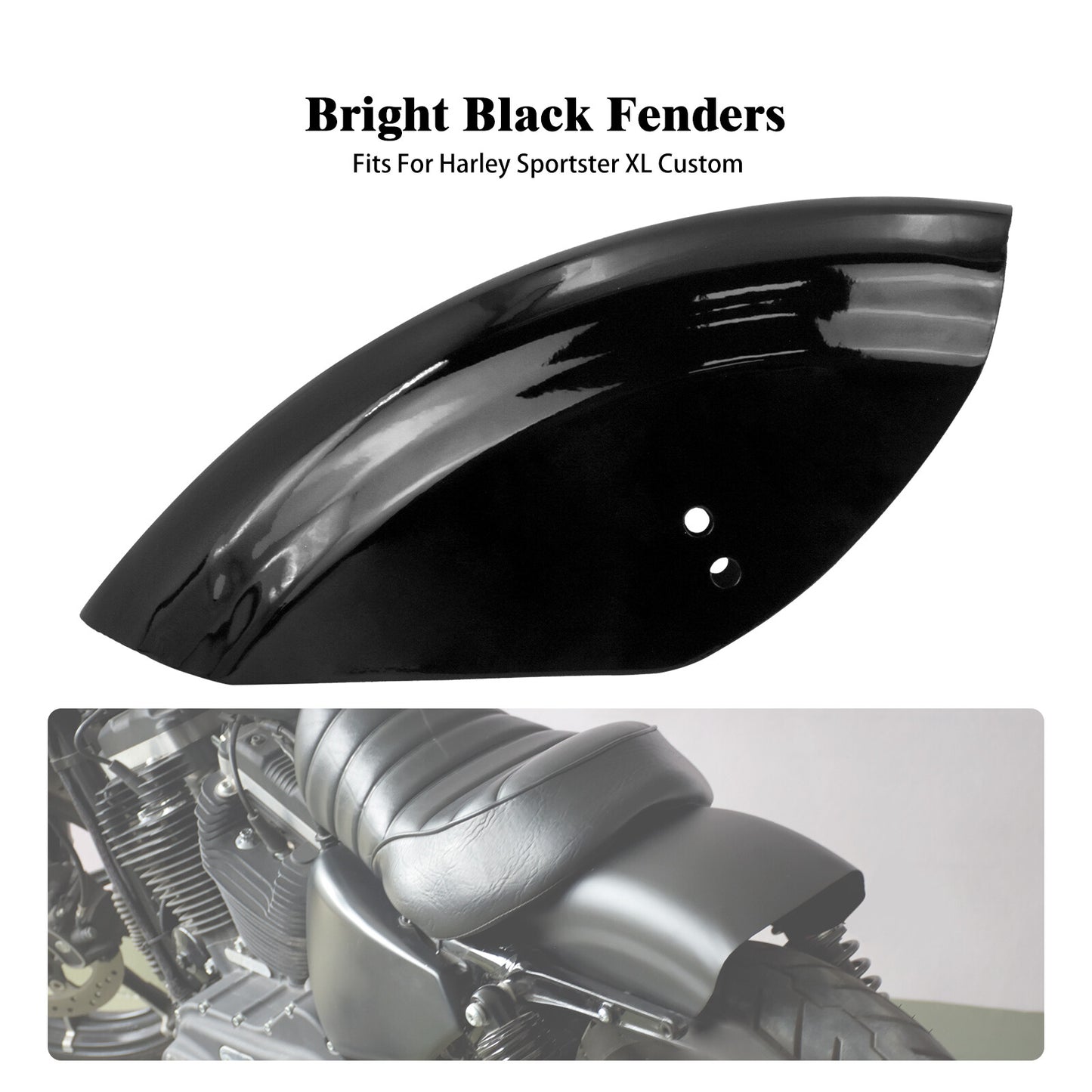 Vivid Black Rear Fender Mudguard for Harley Sportster XL 883 1200 48 72 Bobber