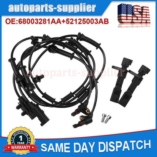 4-piece ABS wheel speed sensor set (front, rear, left, right) suitable for 2007-17 for Jeep for Wrangler .