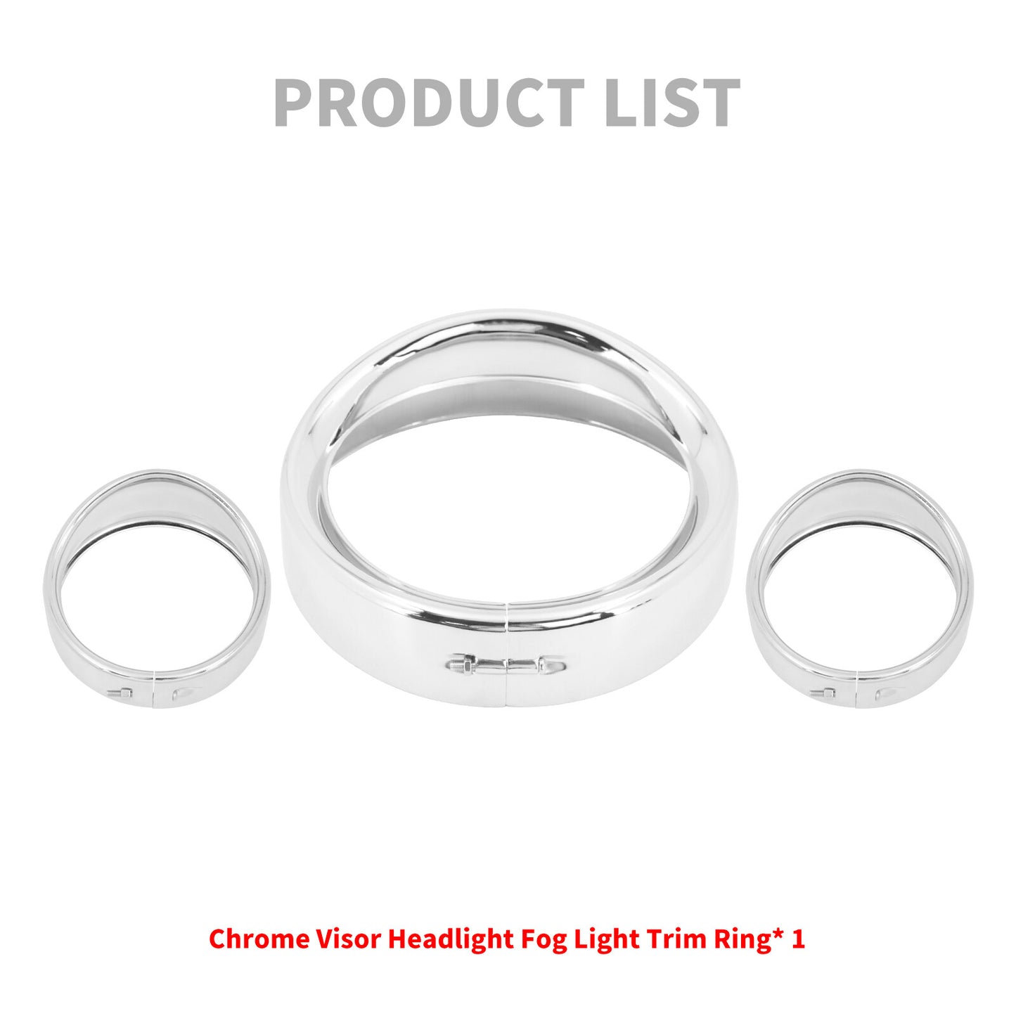 Chrome 7Headlight 4.5 Auxiliary Passing Light Trim Ring Visor Bezel for Harley