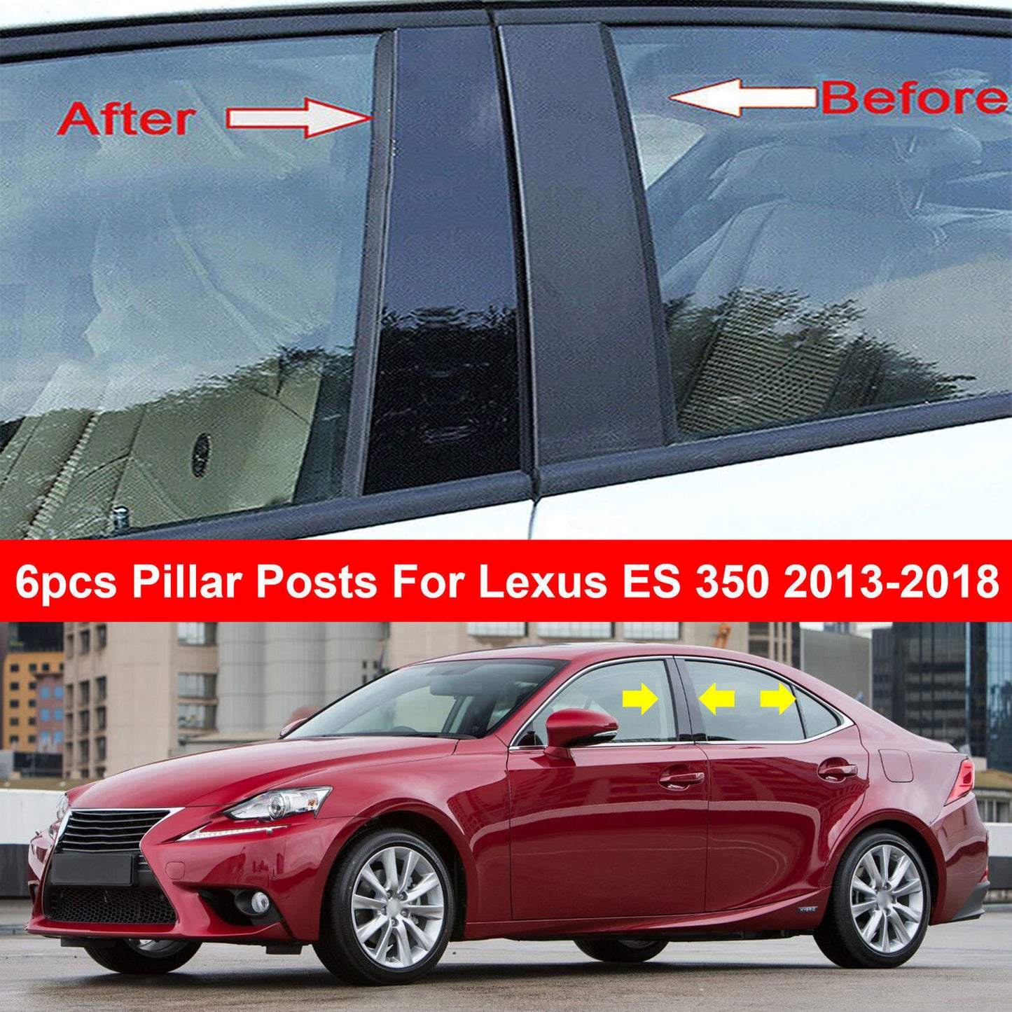 Piano Black Pillar Posts Door Window Molding Strip for Lexus for ES 350h 350 13-2018