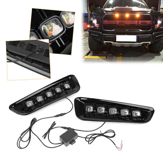 2-Piece Car LED Daytime Running Fog Lights (DRL) for 2016-18-17 for Ford F150 White