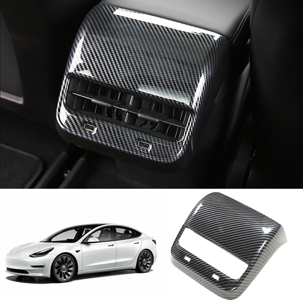 for Tesla 17-23 Model 3 Y Gloss Carbon Fiber ABS Rear Air Vent Outlet Cover Trim