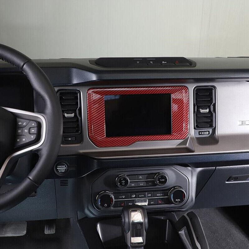 for Ford Bronco 21+ Red Carbon Central Control GPS Screen Frame Trim Accessories