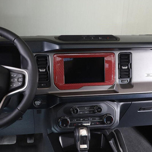 for Ford Bronco 21+ Red Carbon Central Control GPS Screen Frame Trim Accessories