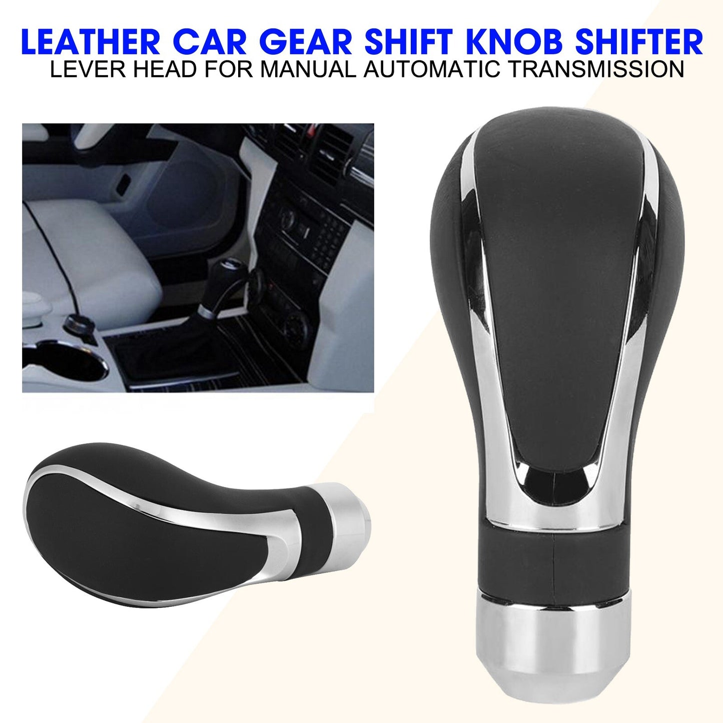 Car Gear Shift Knob Shifter Lever Head Leather Fit Manual Automatic Transmission