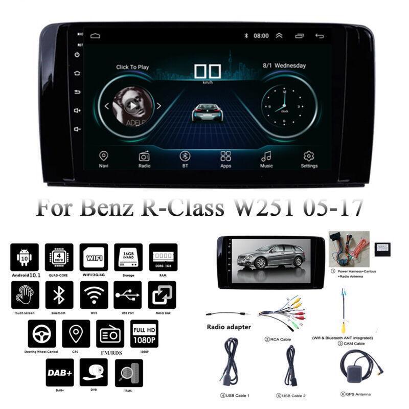 Radio 9 Android 10.1 Stereo GPS Navigation for Mercedes-Benz R-Class W251 05-17