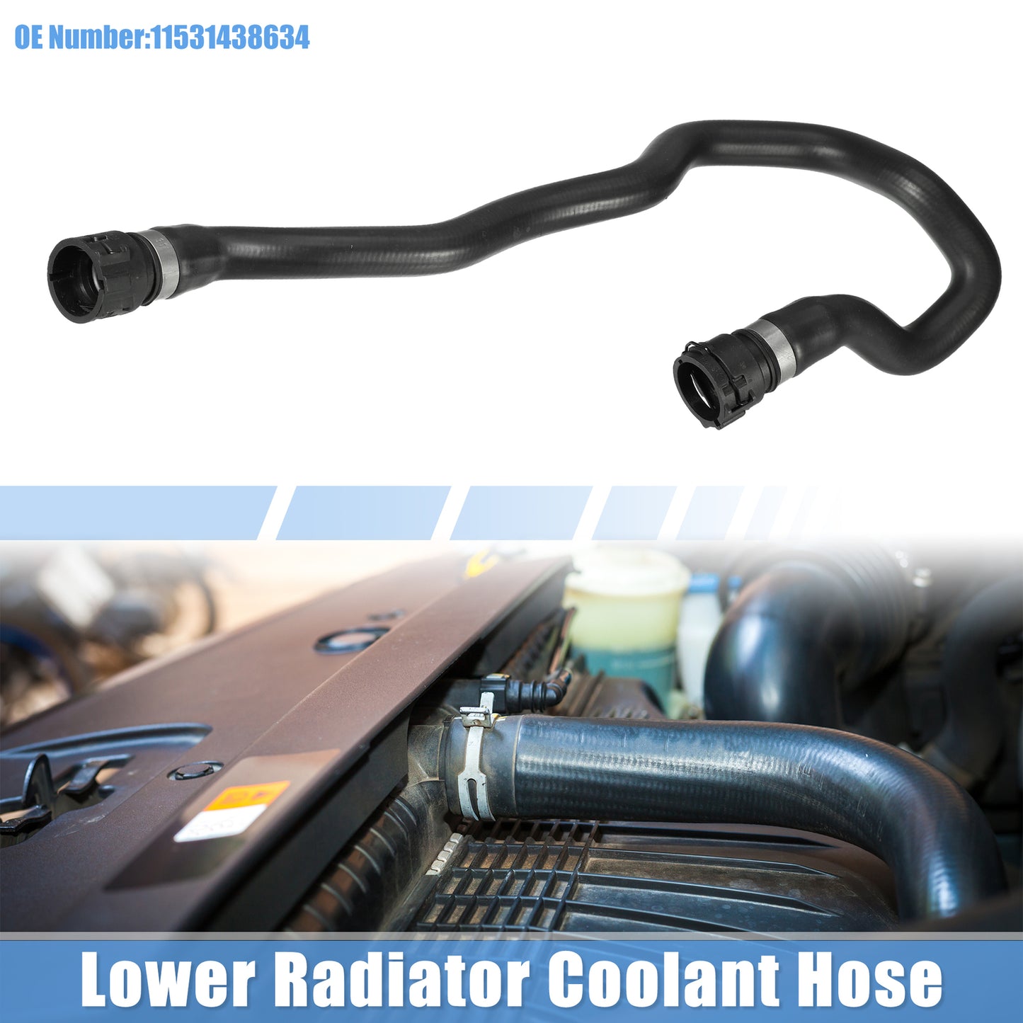 1-pack radiator coolant hose, size 11531438634, suitable for BMW 525i 2.5L base, 2001-2003.