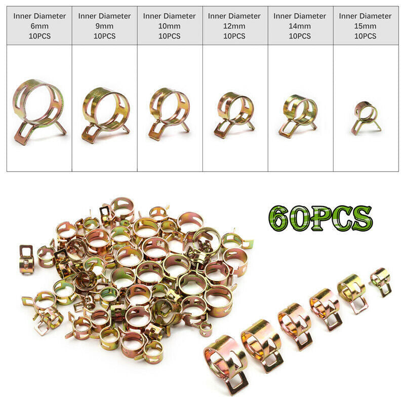 60Pcs Spring Band Type Action Vacuum Hose Pipe Clamp Low Pressure Air Clip Clamp