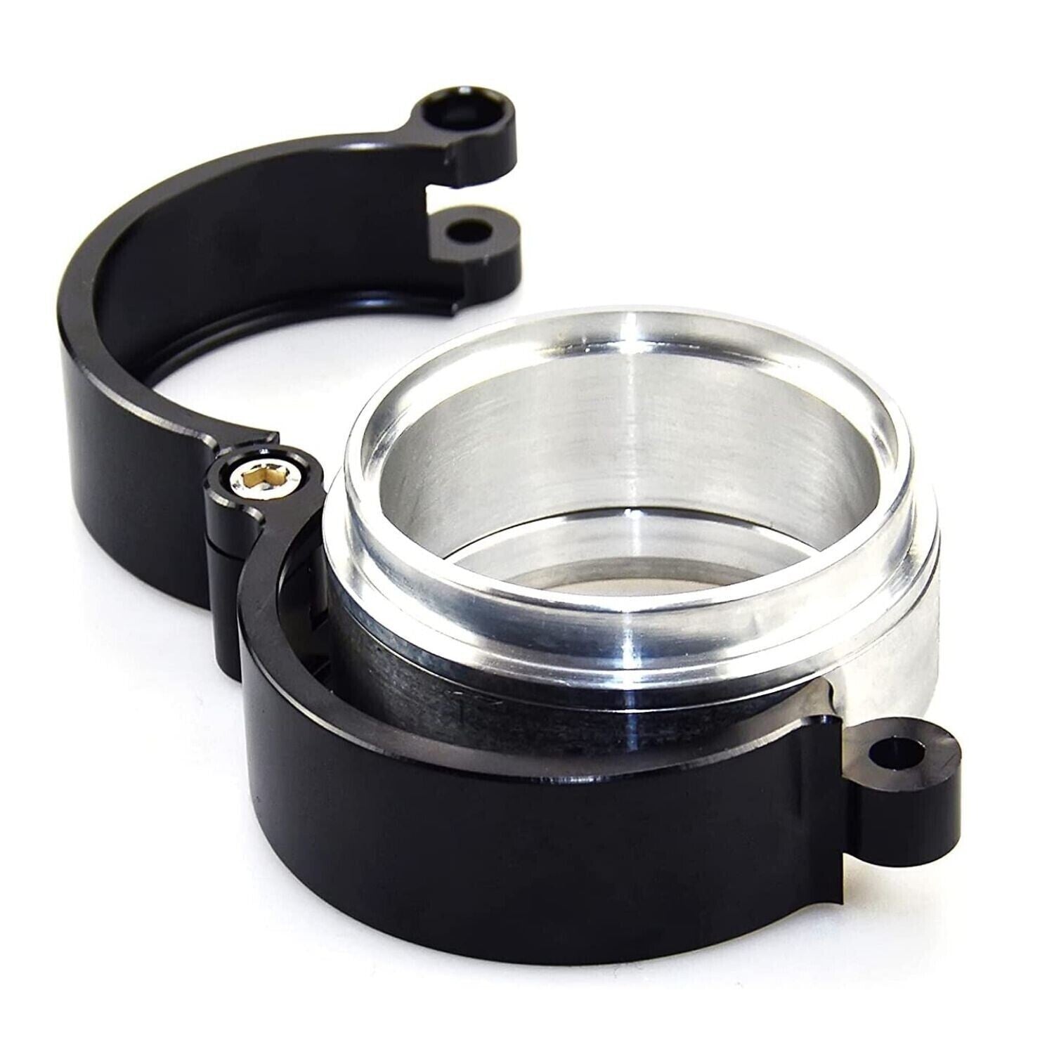 Black 3/76mm Aluminum V-Band Clamp+Flange Kit for Intercooler Intake Pipes