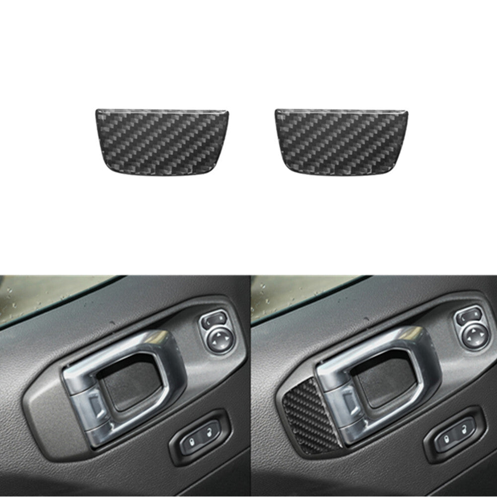 2X Carbon Fiber Front Door Pull Cover for Jeep for Wrangler JL 2018+ Gladiator 2020+