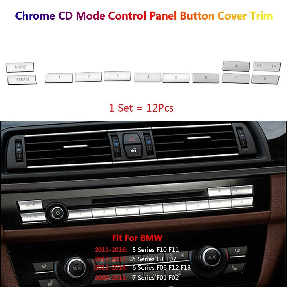 for BMW 5 6 7 F10 F07 F06 F01 Car Center Control CD Panel Buttons Cover Stickers