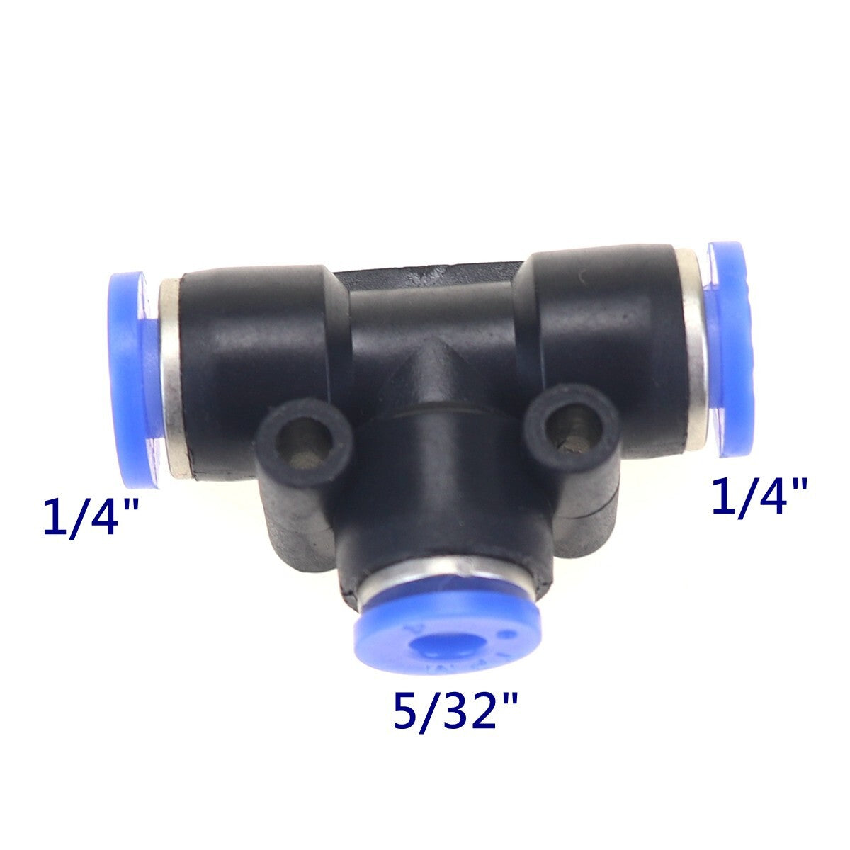 Pneumatically reduced T-shirt push-in accessory tube OD 1/4 to OD 5/32 10 pieces