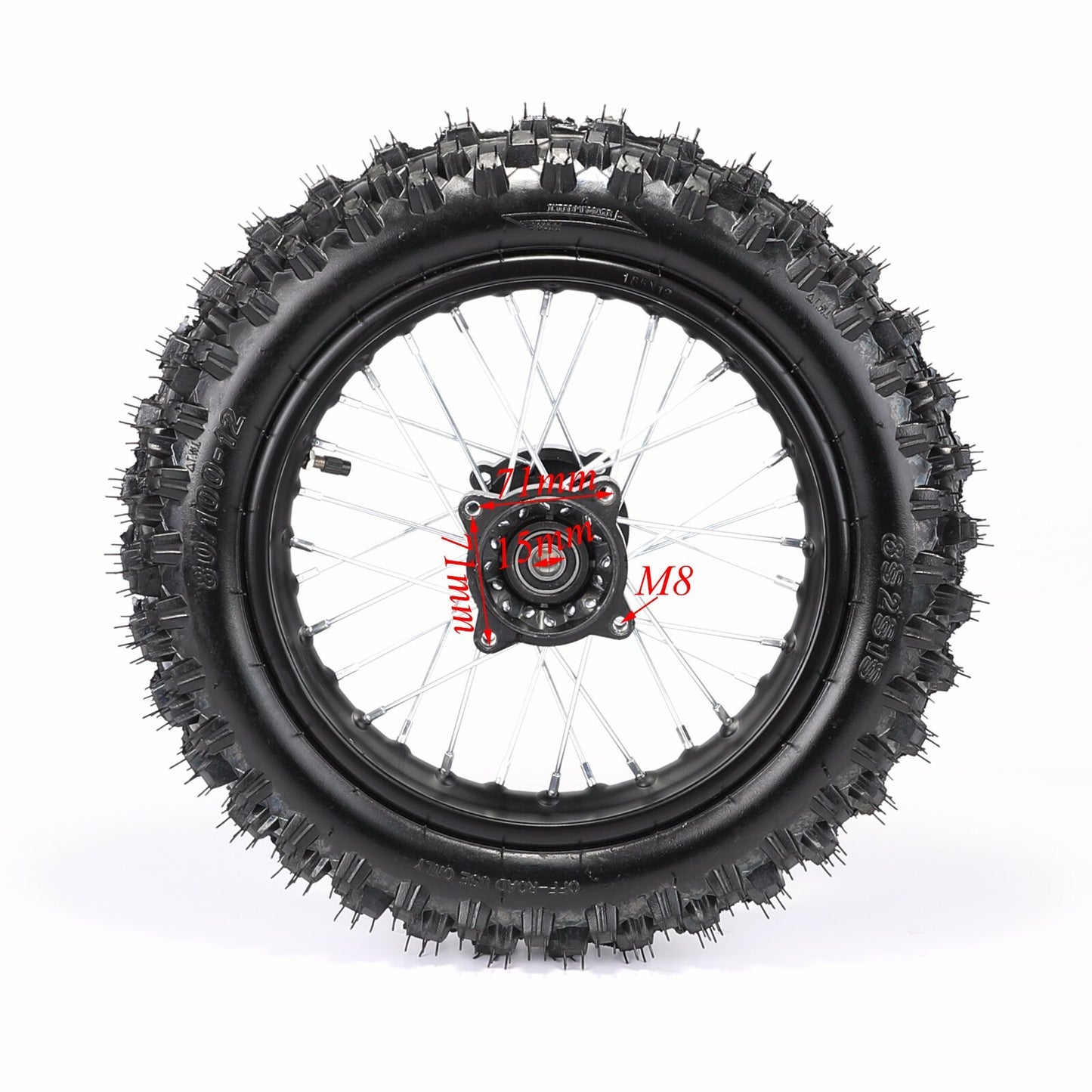 3.00-12 80/100-12 Rear Wheel Tyre Rim for Dirt Bike Thumpstar 70cc 110cc 125cc