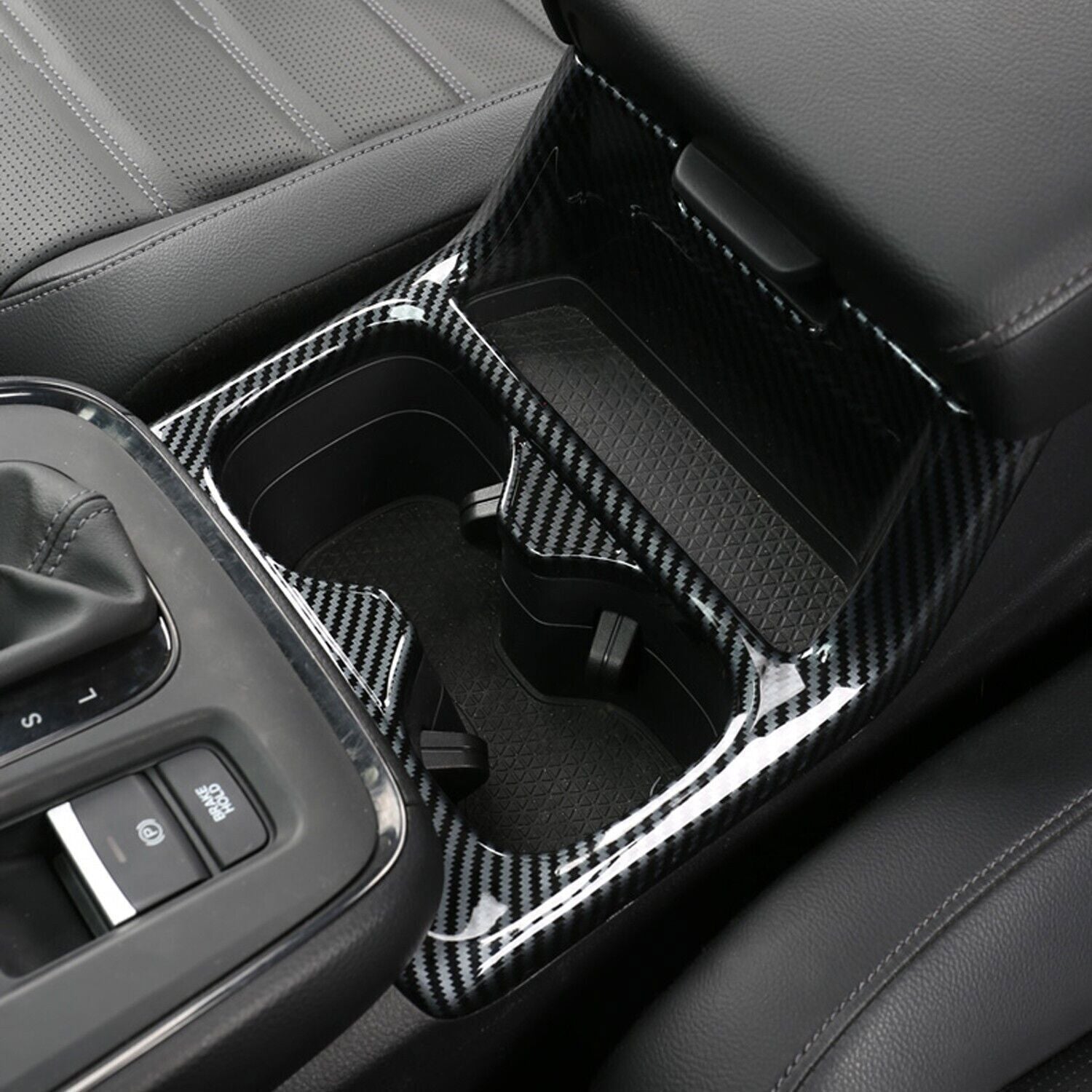for Honda CR-V CRV 23-24 ABS Carbon Fiber Front Water Cup Holder Cover Trim 1PCS