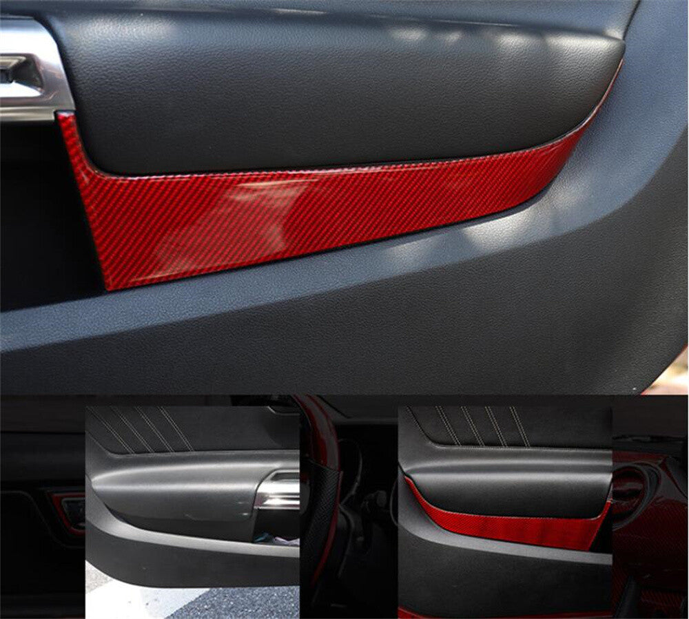 Red Carbon Fiber Front for Seat Door Panel Decorative Cover for Ford for Mustang 2015-22