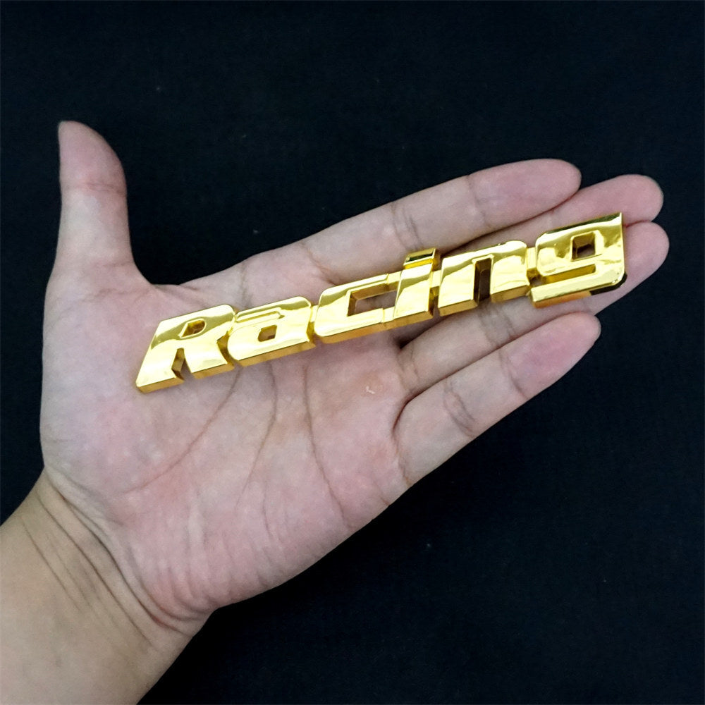 2x Racing Golden Chrome Metal Decal Sticker Badge Emblem Coupe Sports Motors 4x4
