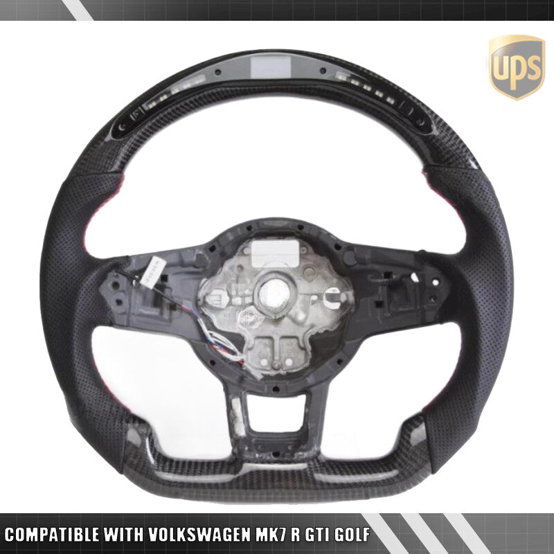Perforated Leather Carbon Fiber LED Steering Wheel for Volkswagen MK7 R GTI for Golf