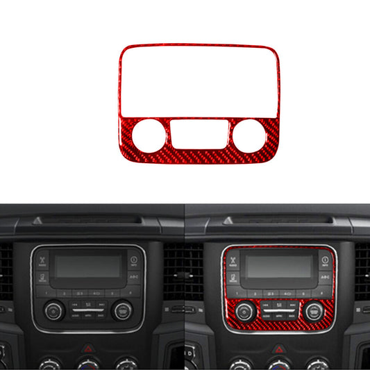 Red Carbon Fiber Center Radio Surround Frame Trim for Dodge for Ram 1500 2013-2015