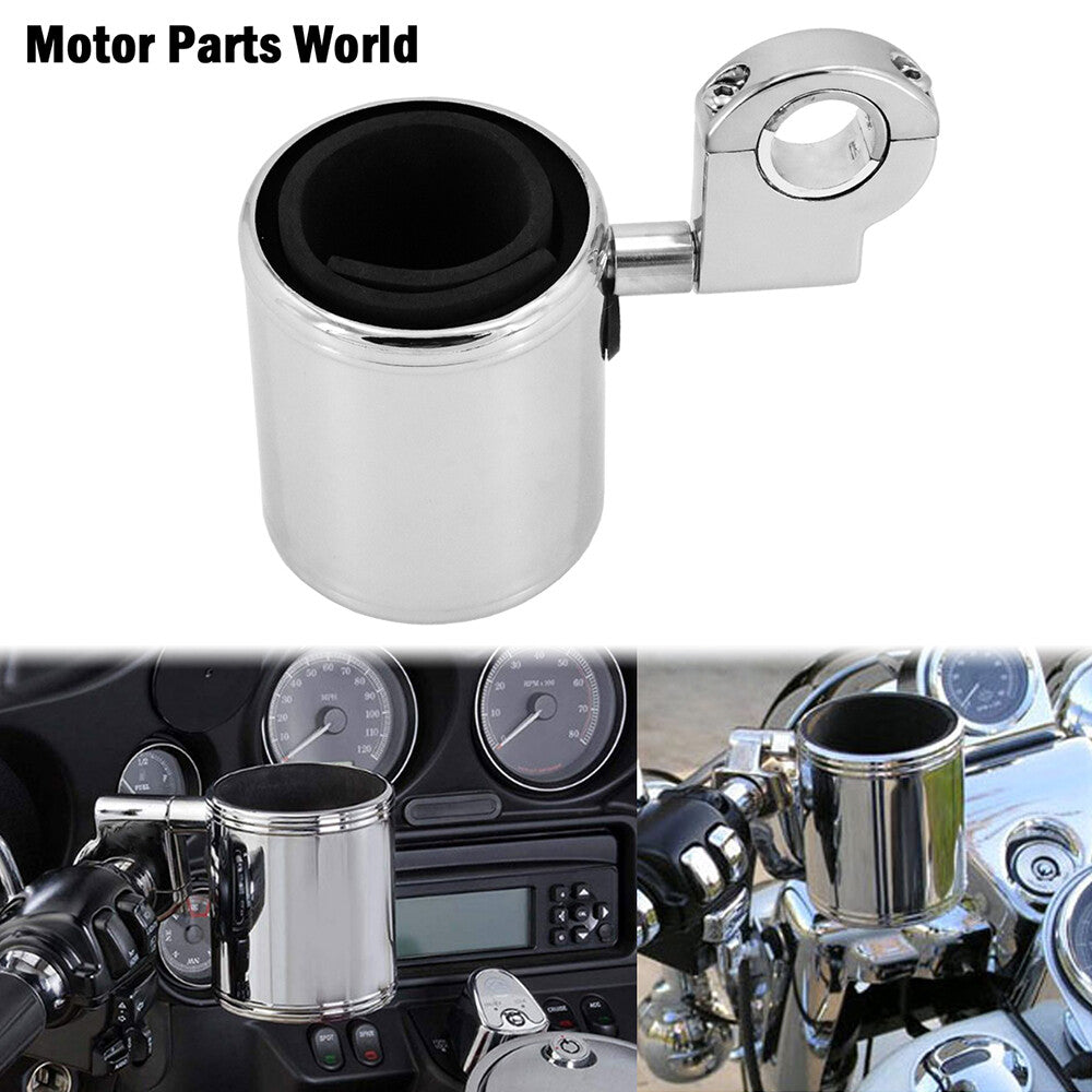 Universal motorcycle cup holder with chrome handlebar bottle holder for Harley-Davidson