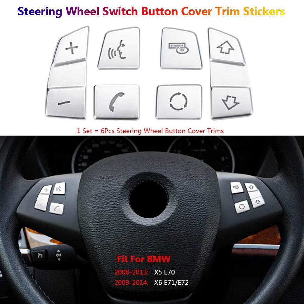 for BMW X5 X6 E70 E71 E72 Car Interior Steering Wheel Switch Button Cover Trims