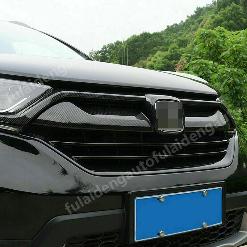 3X Carbon Fiber Front Center Grille Trim Bottom Strips for Honda CR-V 2017-2019