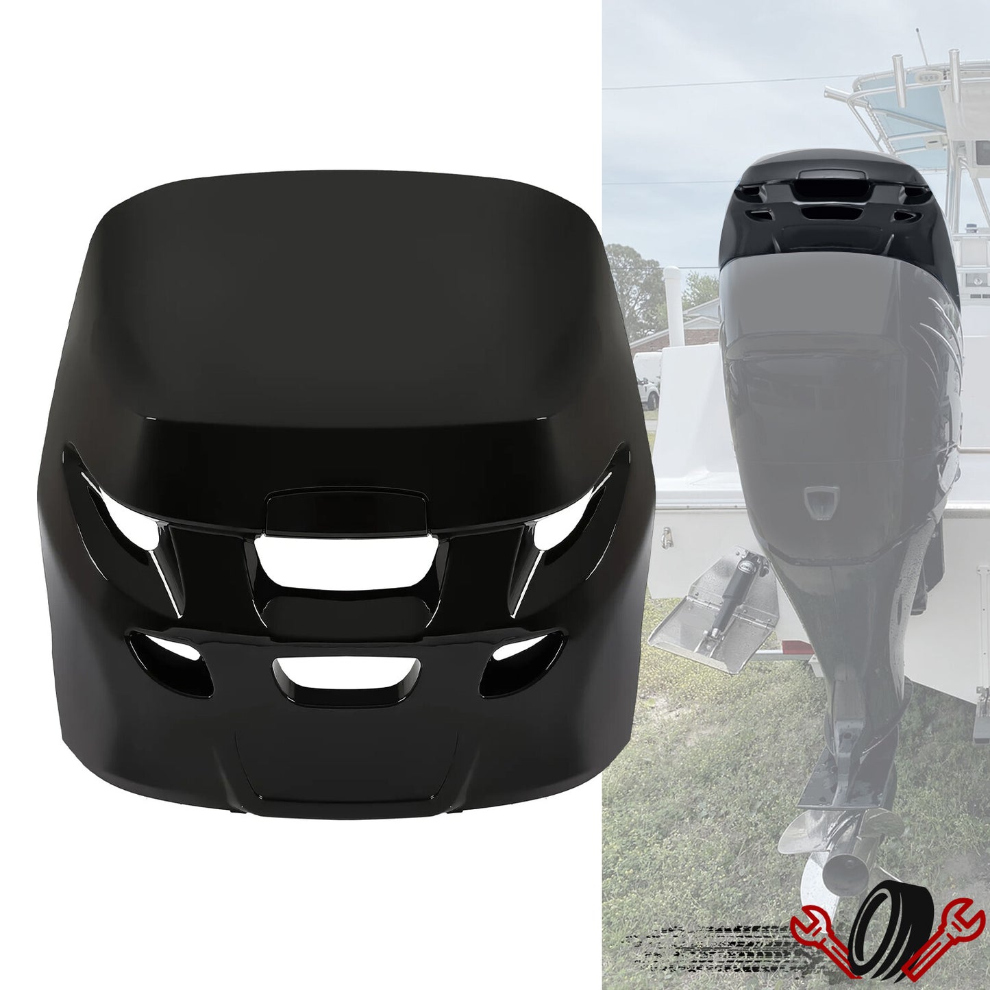 Black ABS Top Cowling Airdam Cap For Verado Engine Cover 885354T01
